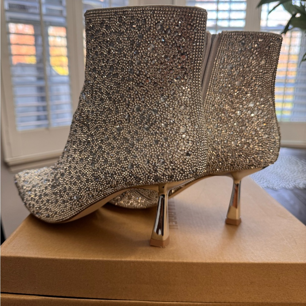 Steve Madden Sparkling Silver Heeled Boots